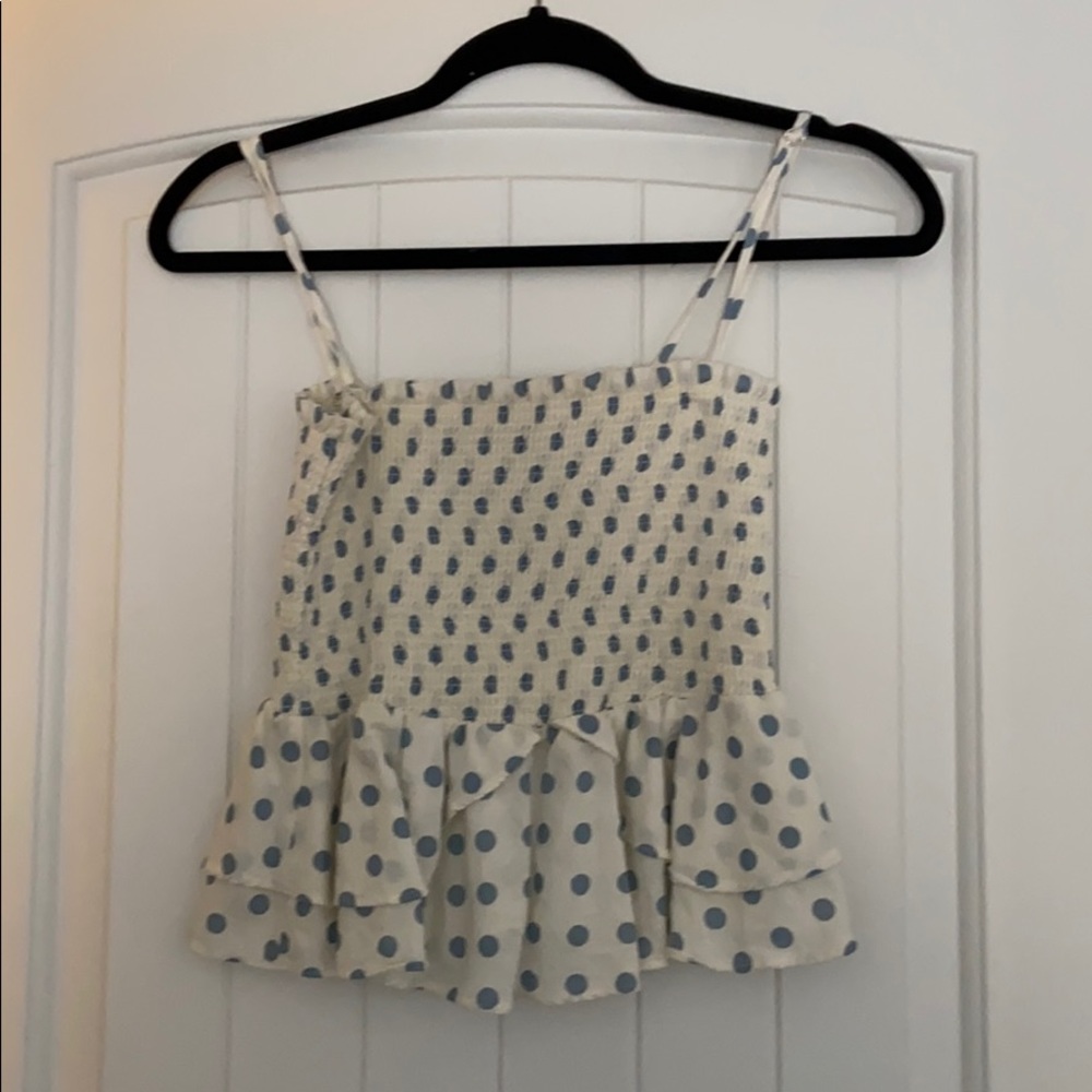 Strapless polka dot shirt